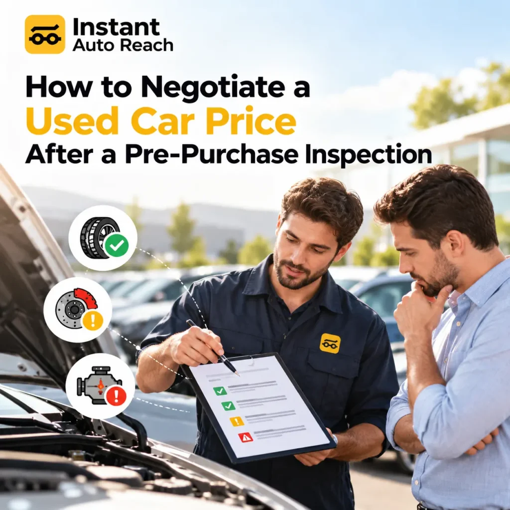 How to Negotiate a Used Car Price After a Pre-Purchase Inspection 3 Used car buyer reviewing an inspection report before negotiating price